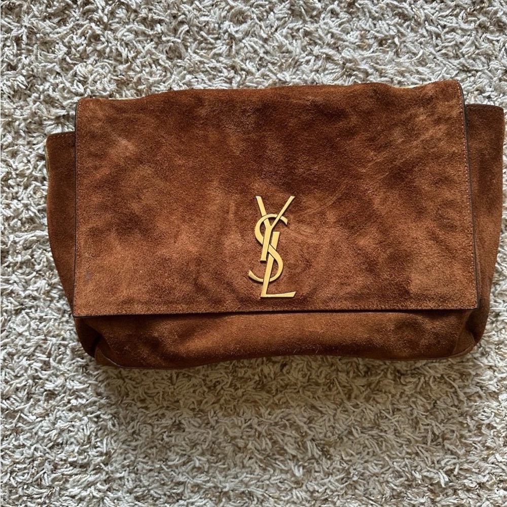 Saint Laurent Black Croc-Embossed Crossbody Bag - Picture 9 of 9